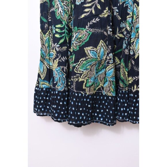 Cino Sleeveless Cotton Mini Dress Floral Print Blue Teal Womens Small NEW - Picture 6 of 12
